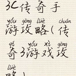 3c传奇手游攻略(传奇3游戏攻略)