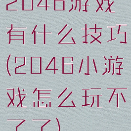 2046游戏有什么技巧(2046小游戏怎么玩不了了)
