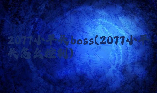 2077小平头boss(2077小平头怎么控制)
