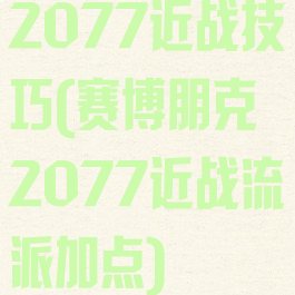 2077近战技巧(赛博朋克2077近战流派加点)