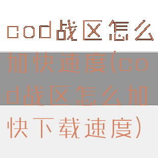 cod战区怎么加快速度(cod战区怎么加快下载速度)