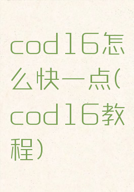 cod16怎么快一点(cod16教程)