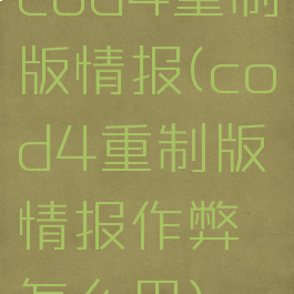cod4重制版情报(cod4重制版情报作弊怎么用)
