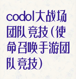 codol大战场团队竞技(使命召唤手游团队竞技)