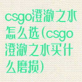 csgo澄澈之水怎么选(csgo澄澈之水买什么磨损)