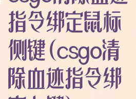 csgo清除血迹指令绑定鼠标侧键(csgo清除血迹指令绑定左键)