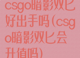 csgo暗影双匕好出手吗(csgo暗影双匕会升值吗)