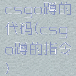 csgo蹲的代码(csgo蹲的指令)