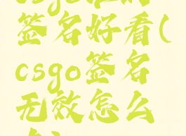 csgo谁的签名好看(csgo签名无效怎么办)