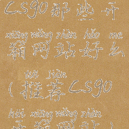 csgo那些开箱网站好么(推荐csgo开箱网站)