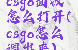 csgo面板怎么打开(csgo怎么调出来)