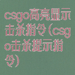 csgo高亮显示击杀指令(csgo击杀提示指令)