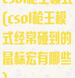 csol枪王模式(csol枪王模式经常碰到的鼠标宏有哪些)