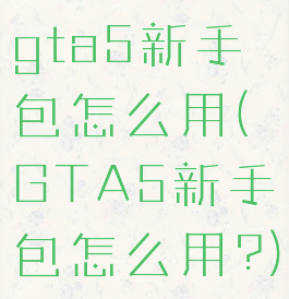 gta5新手包怎么用(GTA5新手包怎么用?)
