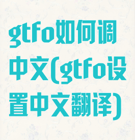 gtfo如何调中文(gtfo设置中文翻译)