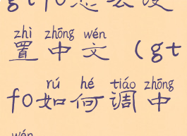 gtfo怎么设置中文(gtfo如何调中文)