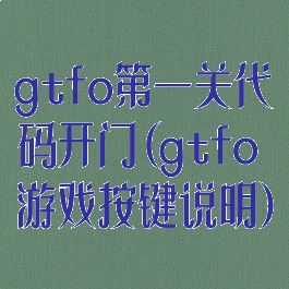 gtfo第一关代码开门(gtfo游戏按键说明)