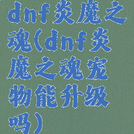 dnf炎魔之魂(dnf炎魔之魂宠物能升级吗)