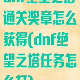 dnf绝望之塔通关奖章怎么获得(dnf绝望之塔任务怎么打)