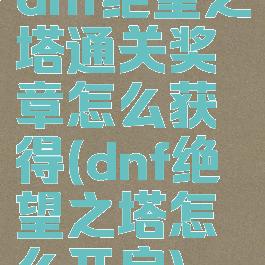 dnf绝望之塔通关奖章怎么获得(dnf绝望之塔怎么开启)