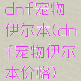 dnf宠物伊尔本(dnf宠物伊尔本价格)