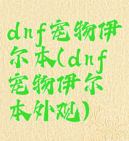 dnf宠物伊尔本(dnf宠物伊尔本外观)