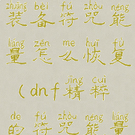 dnf快捷栏装备符咒能量怎么恢复(dnf精粹的符咒能量)