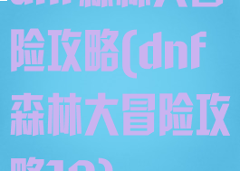 dnf森林大冒险攻略(dnf森林大冒险攻略18)