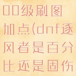 dnf逐风者100级刷图加点(dnf逐风者是百分比还是固伤)