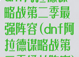 dnf阿拉德谋略战第二季最强阵容(dnf阿拉德谋略战第二季通关阵容)