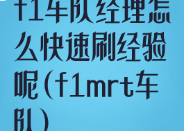 f1车队经理怎么快速刷经验呢(f1mrt车队)