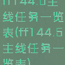 ff144.0主线任务一览表(ff144.5主线任务一览表)