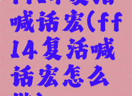 ff14复活喊话宏(ff14复活喊话宏怎么做)