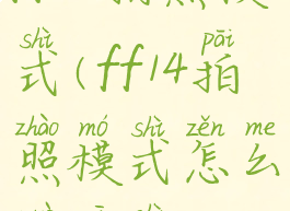 ff14拍照模式(ff14拍照模式怎么做姿势)
