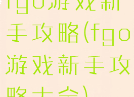 fgo游戏新手攻略(fgo游戏新手攻略大全)