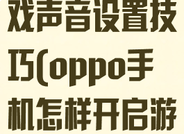 oppo手机游戏声音设置技巧(oppo手机怎样开启游戏变声)