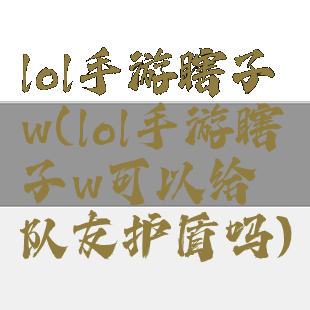 lol手游瞎子w(lol手游瞎子w可以给队友护盾吗)