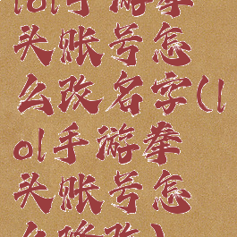 lol手游拳头账号怎么改名字(lol手游拳头账号怎么修改)