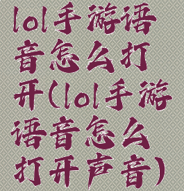 lol手游语音怎么打开(lol手游语音怎么打开声音)
