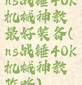 ns战锤40k机械神教最好装备(ns战锤40k机械神教攻略)