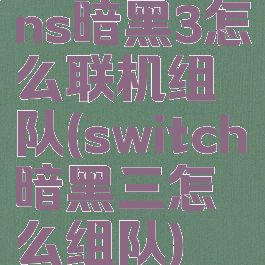 ns暗黑3怎么联机组队(switch暗黑三怎么组队)