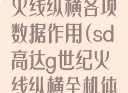 sd高达g世纪火线纵横各项数据作用(sd高达g世纪火线纵横全机体图鉴)