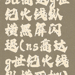 sd高达g世纪火线纵横黑屏闪退(ns高达g世纪火线纵横死机)