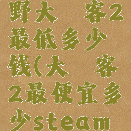 steam荒野大镖客2最低多少钱(大镖客2最便宜多少steam上)
