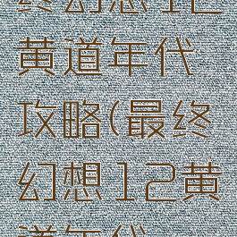 switch最终幻想12黄道年代攻略(最终幻想12黄道年代ps4)