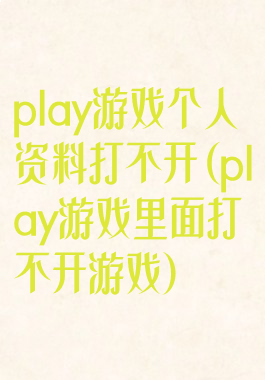 play游戏个人资料打不开(play游戏里面打不开游戏)