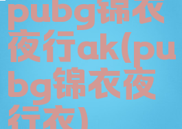pubg锦衣夜行ak(pubg锦衣夜行衣)