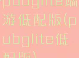 pubglite端游低配版(pubglite低配版)
