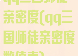 qq三国师徒亲密度(qq三国师徒亲密度数值表)